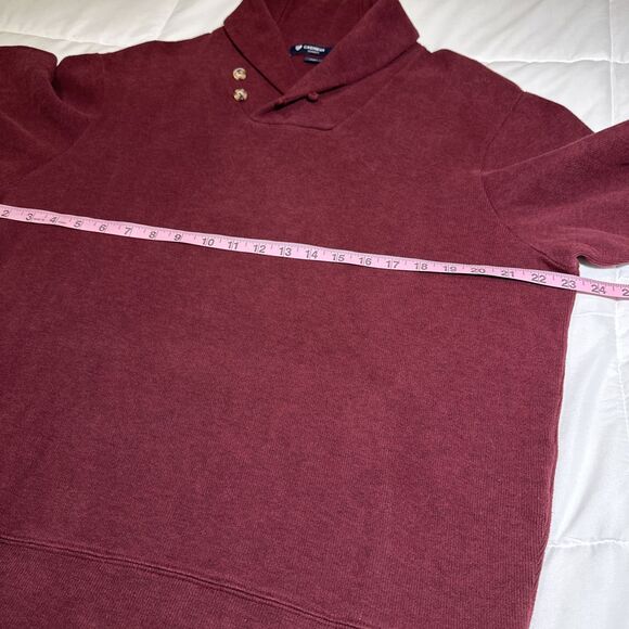Cremieux Classics Maroon Sweater Shawl Collar Pullover Elbow Patch Brown Size L - Picture 7 of 12